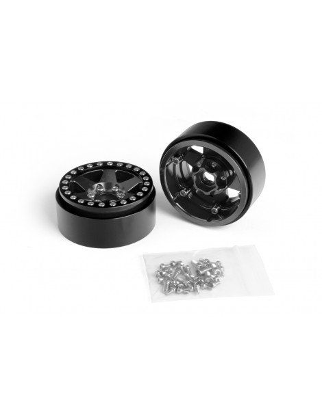1.9'' Aluminum 6-spoke Beadlock Rims for 1/10 Crawler Black - 2pcs