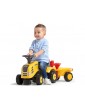 FALK - D tské odrážedlo Baby Komatsu s vlečkou, lopatkou a hrabičkami
