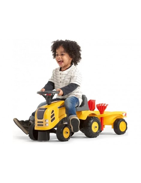 FALK - D tské odrážedlo Baby Komatsu s vlečkou, lopatkou a hrabičkami