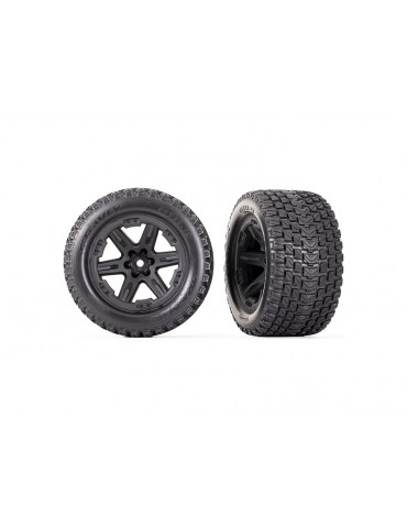 Traxxas Tires & wheels 2.8", RXT black wheels, Gravix tires (2)