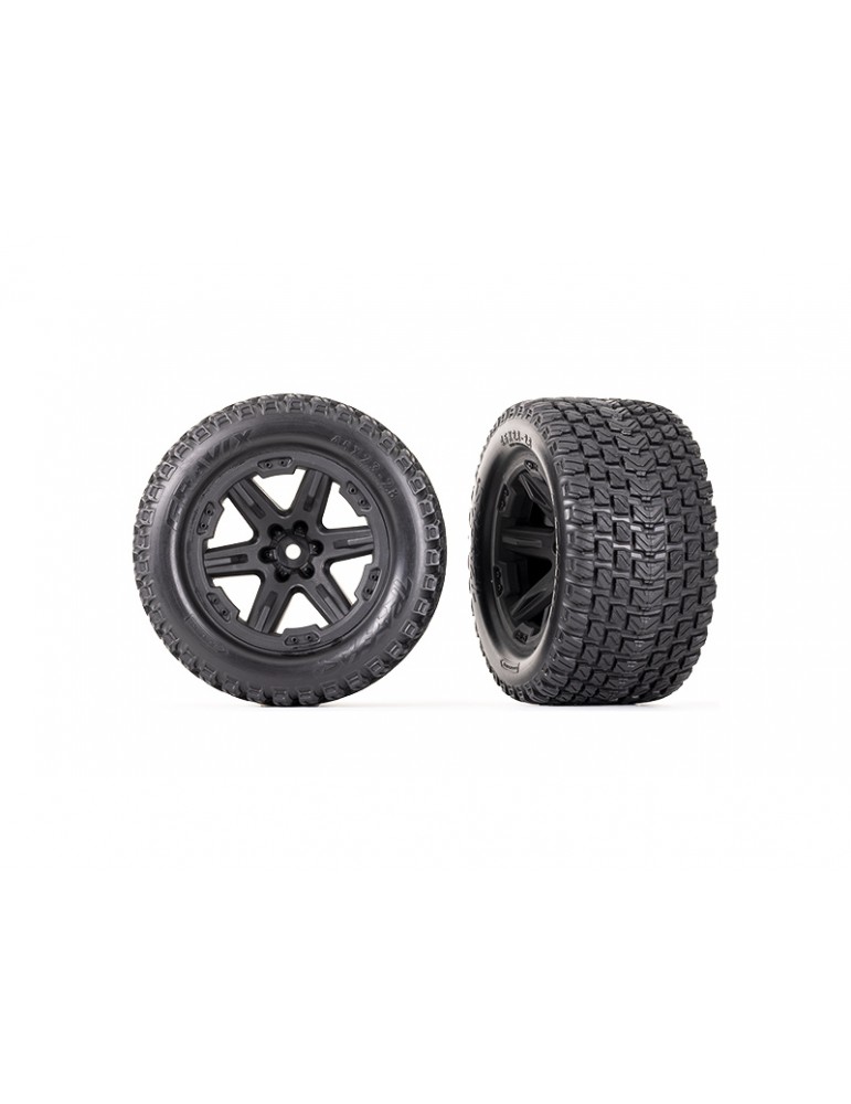 Traxxas Tires & wheels 2.8", RXT black wheels, Gravix tires (2)