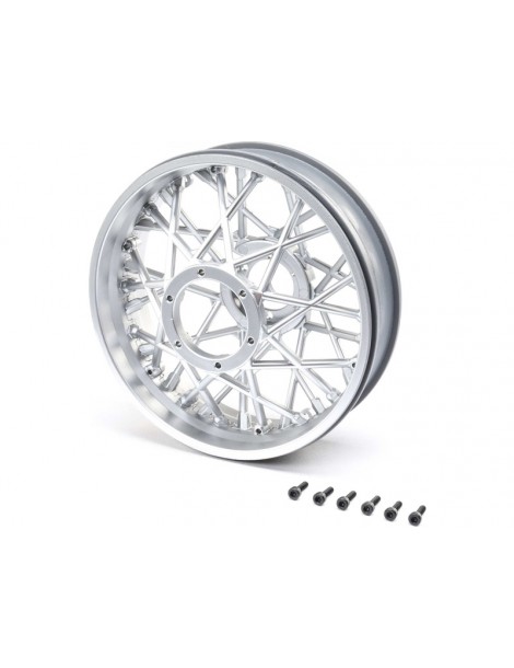 Losi Rear Wheel Set, Satin Chrome: PM-MX