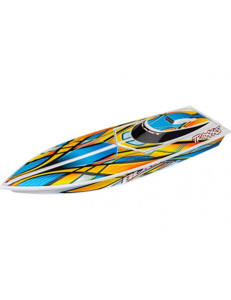 Traxxas Blast oranžinis 1/10 RTR RC laivas su 24 colių Deep-V korpusu