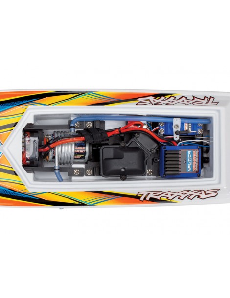 Traxxas Blast oranžinis 1/10 RTR RC laivas su 24 colių Deep-V korpusu