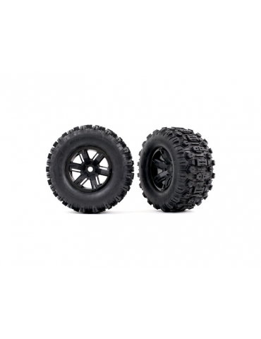 Traxxas RC ratai 4.3/5.7" su Maxx AT belted padangomis ir juodais ratlankiais – CyborgShop
