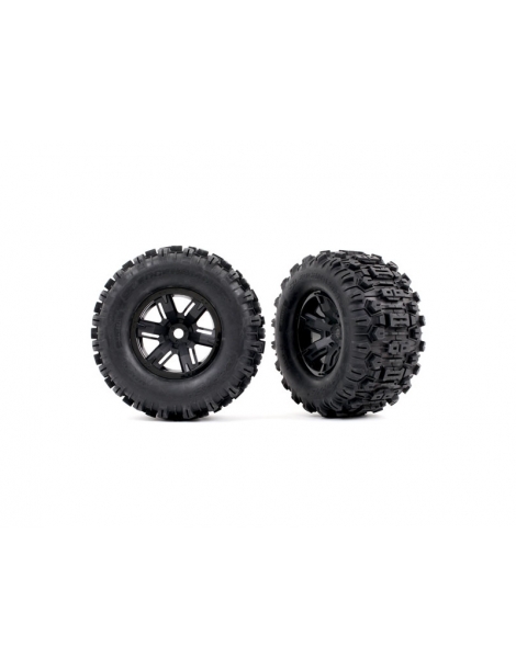 Traxxas RC ratai 4.3/5.7" su Maxx AT belted padangomis ir juodais ratlankiais – CyborgShop