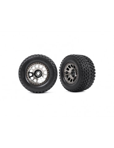 Traxxas Tires & wheels 4.3/5.7", XRT Race black chrome wheels, Gravix tires (pair)