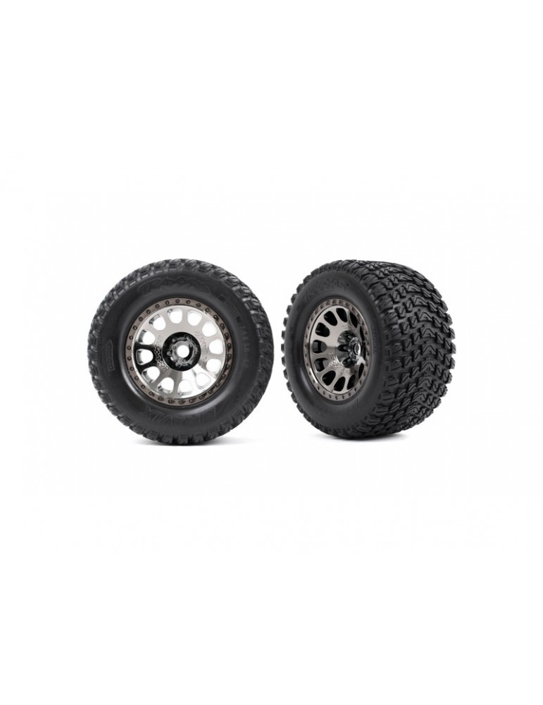 Traxxas Tires & wheels 4.3/5.7", XRT Race black chrome wheels, Gravix tires (pair)