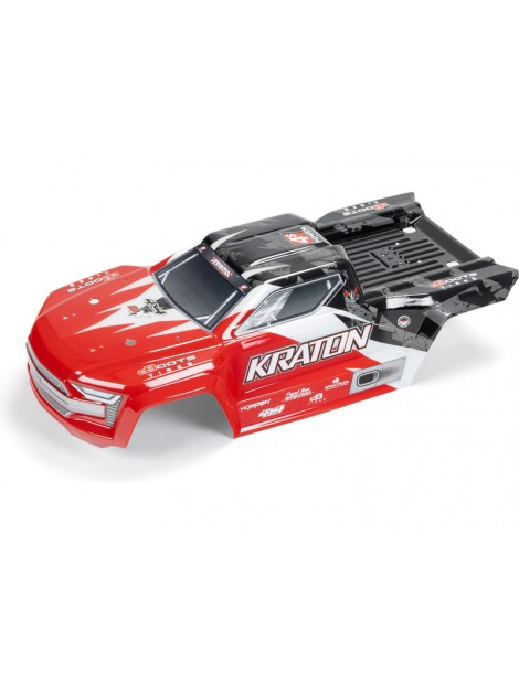 Arrma Painted Decaled Trimmed Body, Red/Black: Kraton 4x4