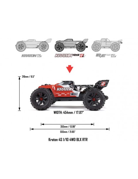 Arrma 1/10 Kraton 4S V2 BLX 4WD RTR Red