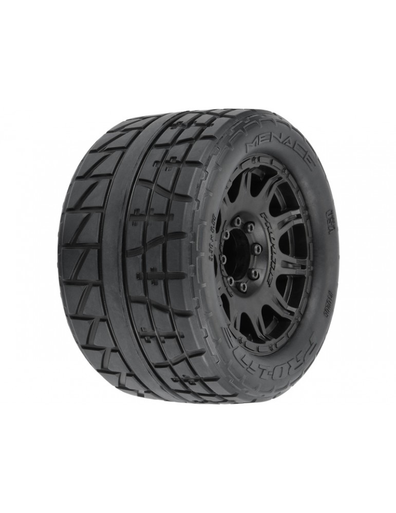 Pro-Line Wheels 3.8", Menace HP Belted Tires, Raid H17 Black Wheels (2)
