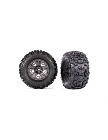 Traxxas Tires & wheels 2.8", charcoal gray wheels, Sledgehammer tires (2)