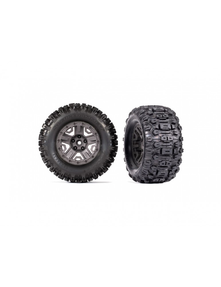 Traxxas Tires & wheels 2.8", charcoal gray wheels, Sledgehammer tires (2)