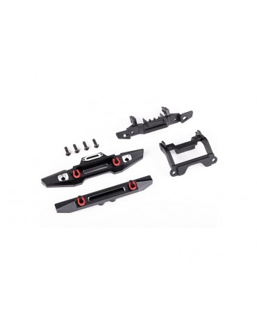 Traxxas Bumper, front, rear, aluminum (black-anodized) (fits TRX-4M Land Rover Defender)