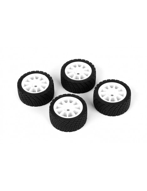 CARTEN M-Rally Tires+Wheels 10 Spoke White +1mm, 4 Pcs.