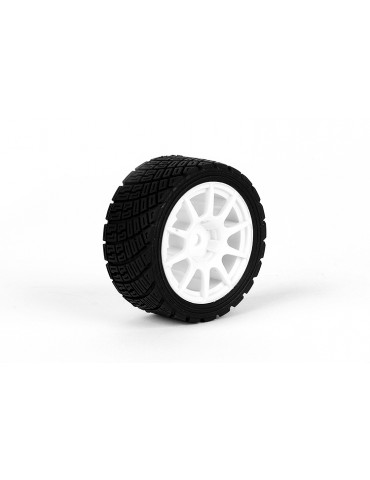 CARTEN M-Rally Tires+Wheels 10 Spoke White +1mm, 4 Pcs.