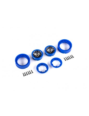 Traxxas Wheels, 1.0", Method Race Wheels 105 Beadlock (satin black chrome with blue beadlock) (2)