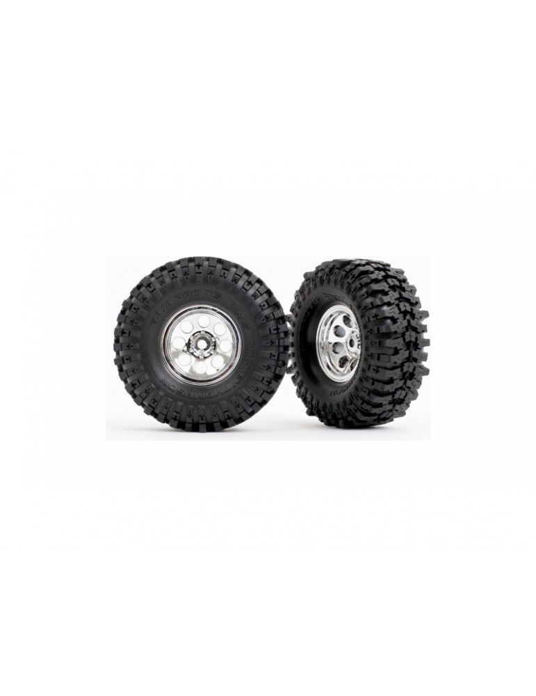 Traxxas Tires & wheels 1.0", chrome wheels, Mickey Thompson Baja Pro Xs tires (2)