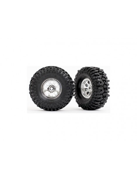 Traxxas Tires & wheels 1.0", chrome wheels, Mickey Thompson Baja Pro Xs tires (2)