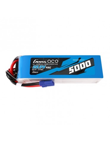 LiPo Gens ace G-Tech 5000mAh 22.2V 45C 6S1P battery with EC5 plug