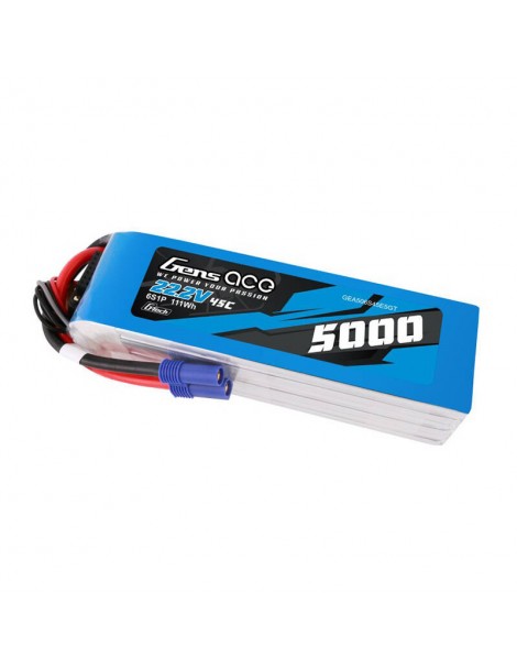 LiPo Gens ace G-Tech 5000mAh 22.2V 45C 6S1P battery with EC5 plug