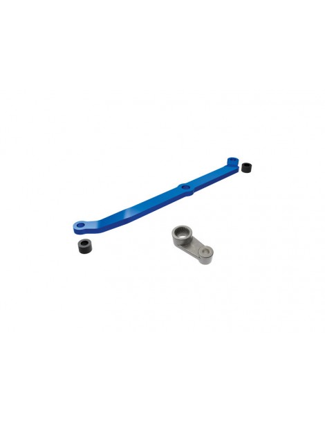 Traxxas Steering link, aluminum (blue-anodized)/ servo horn, metal/ spacers (2)