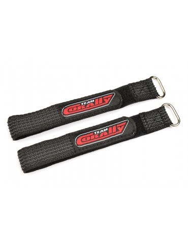 Pro Battery Straps - 250x20mm - Metal Buckle - Silicone Anti-Slip Strings - Black - 2 pcs