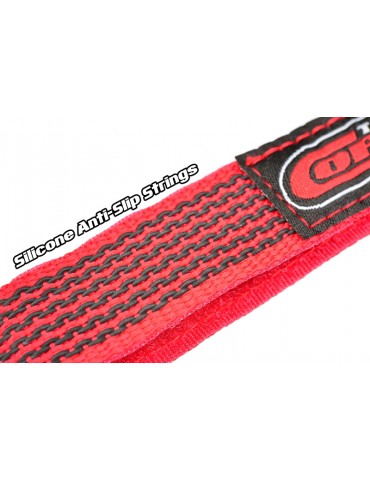 Pro Battery Straps - 250x20mm - Metal Buckle - Silicone Anti-Slip Strings - Red - 2 pcs