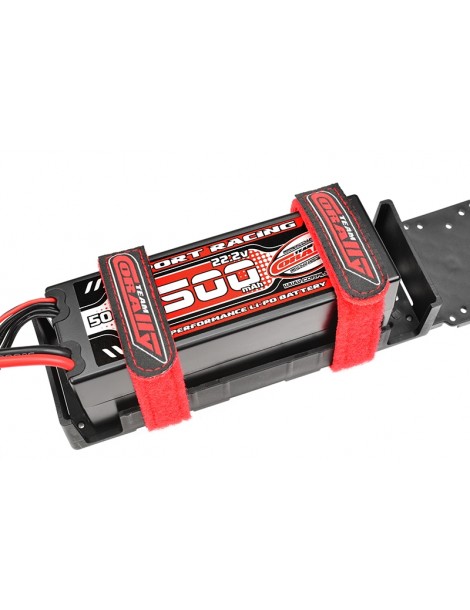 Pro Battery Straps - 250x20mm - Metal Buckle - Silicone Anti-Slip Strings - Red - 2 pcs