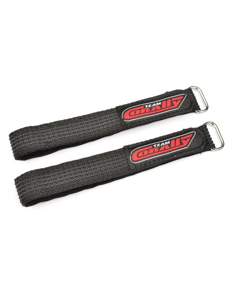 Pro Battery Straps - 350x20mm - Metal Buckle - Silicone Anti-Slip Strings - Black - 2 pcs