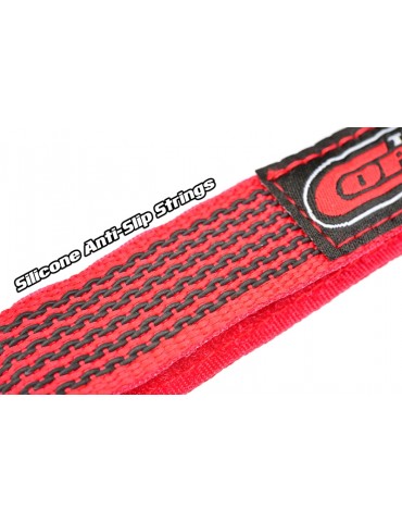 Pro Battery Straps - 350x20mm - Metal Buckle - Silicone Anti-Slip Strings - Red - 2 pcs