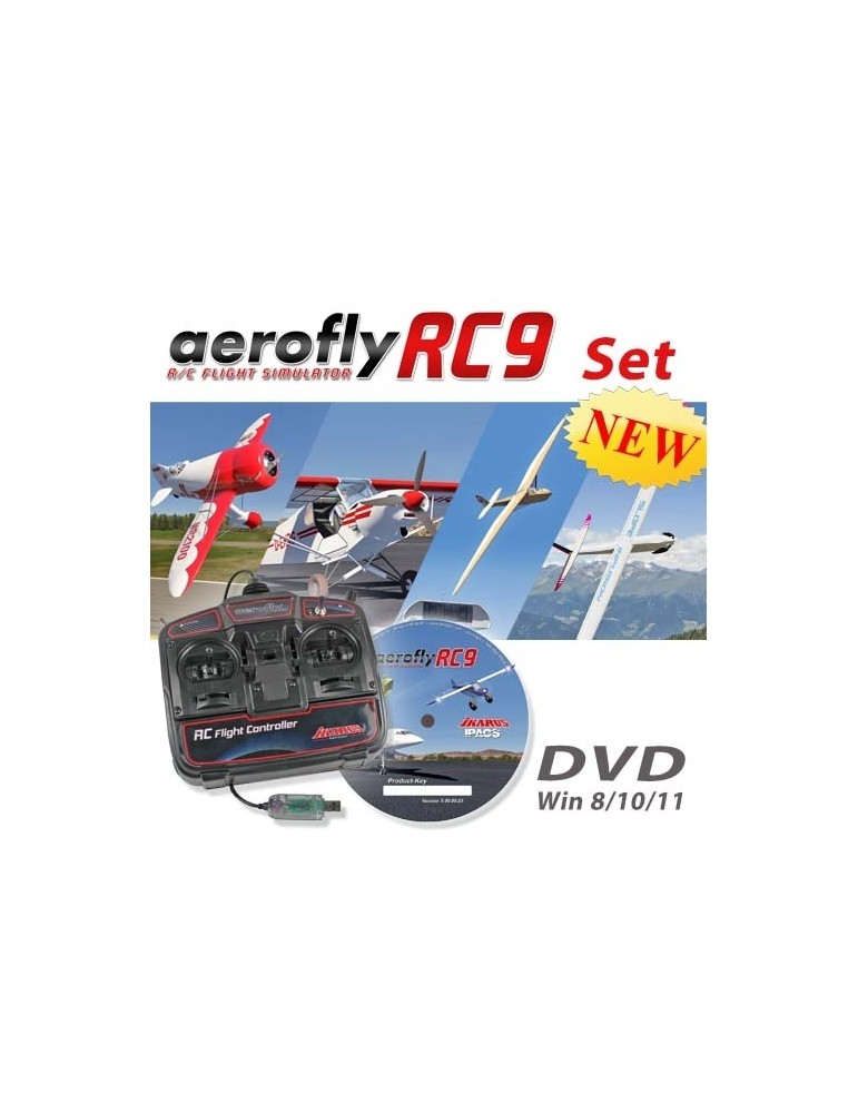 Aerofly RC9 on DVD for Win8/10/11 with USB-FlightController