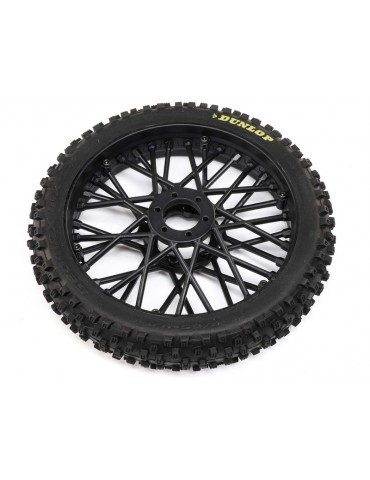 Losi Dunlop MX53 Front Tire Mounted, Black: PM-MX