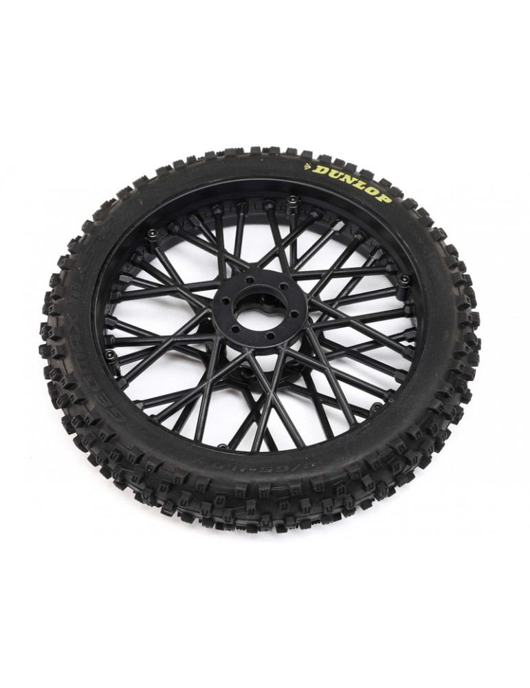 Losi Dunlop MX53 Front Tire Mounted, Black: PM-MX