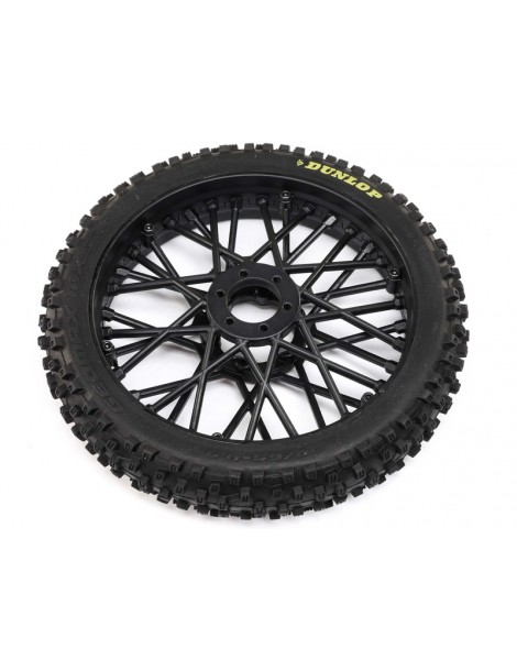 Losi Dunlop MX53 Front Tire Mounted, Black: PM-MX