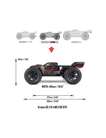 Arrma 1/8 Kraton 6S BLX 4WD EXtreme Bash RTR Black