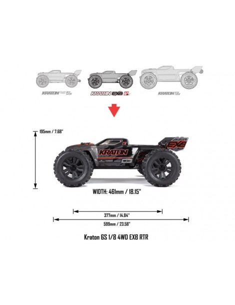 Arrma 1/8 Kraton 6S BLX 4WD EXtreme Bash RTR Black