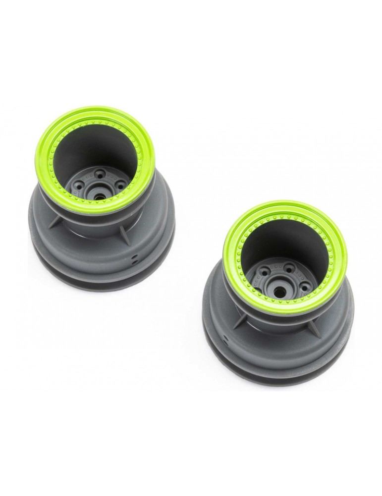 Losi MT Wheel, Green Beadlock, Lt Grey(2): Mini LMT