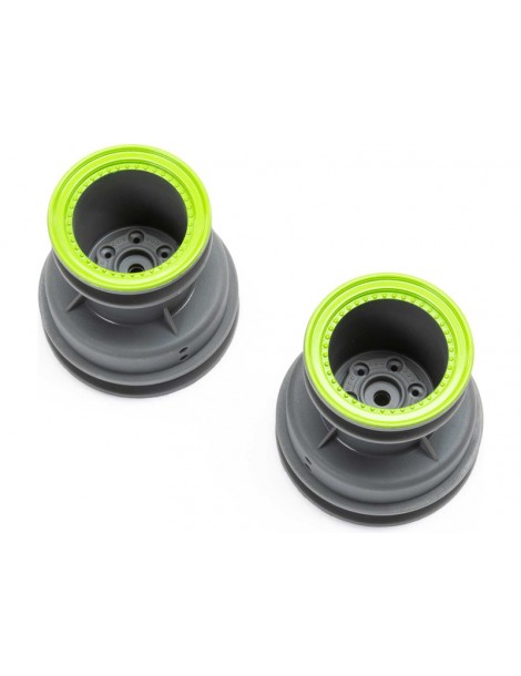 Losi MT Wheel, Green Beadlock, Lt Grey(2): Mini LMT