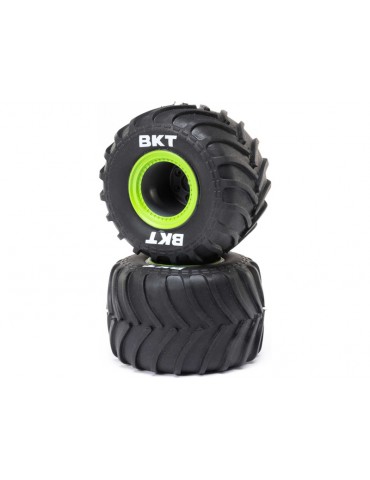 Losi MT Tires,Green Beadlock, Premount(2): Mini LMT