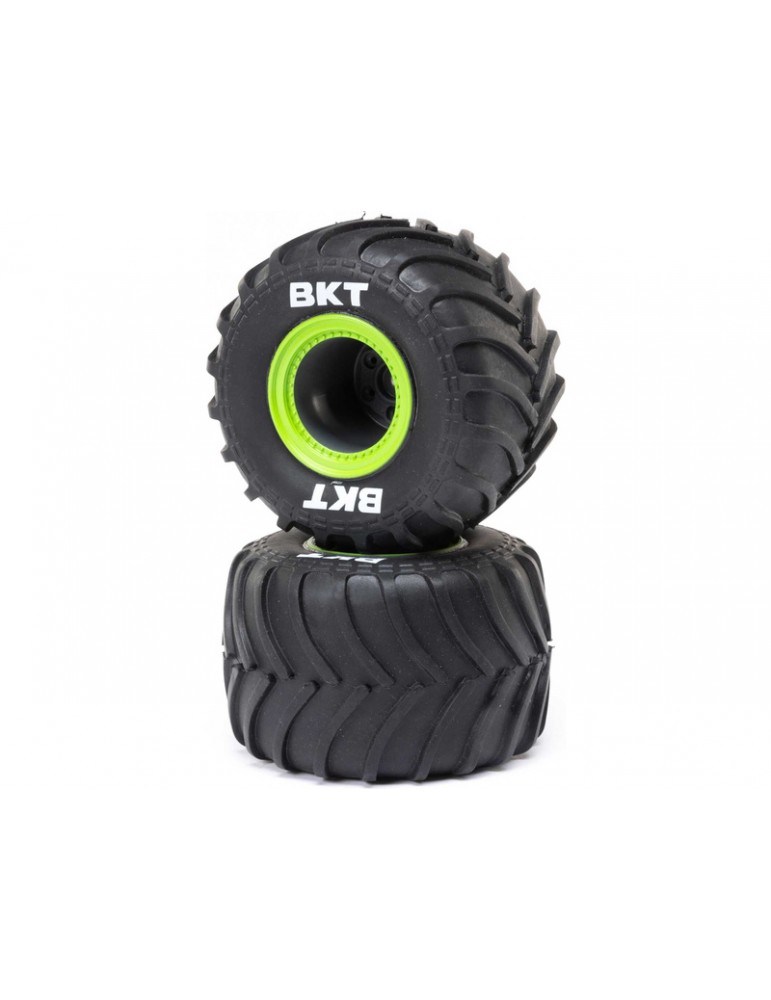 Losi MT Tires,Green Beadlock, Premount(2): Mini LMT
