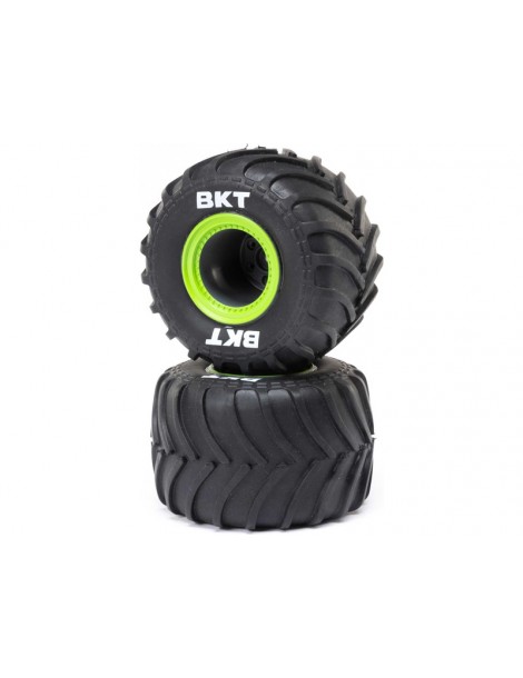 Losi MT Tires,Green Beadlock, Premount(2): Mini LMT