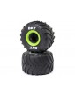 Losi MT Tires,Green Beadlock, Premount(2): Mini LMT