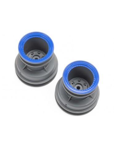 Losi MT Wheel, Blue Beadlock, Lt Grey(2): Mini LMT