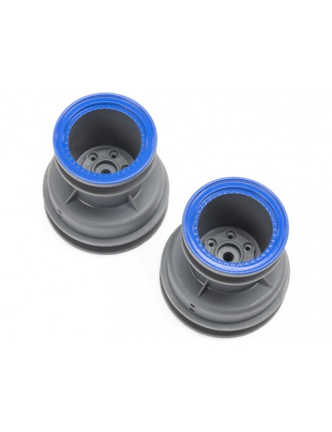 Losi MT Wheel, Blue Beadlock, Lt Grey(2): Mini LMT