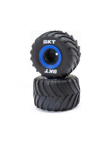 Losi MT Tires, Blue Beadlock, Premount(2): Mini LMT