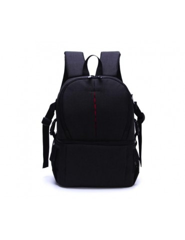 Black Double-Layer DIY Camera Backpack