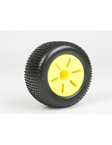 Complete wheel, 1:10 Truggy Yellow (2pcs)