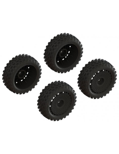 Arrma dBoots 2-HO Tire Set Glued (Black) (2 Pairs)