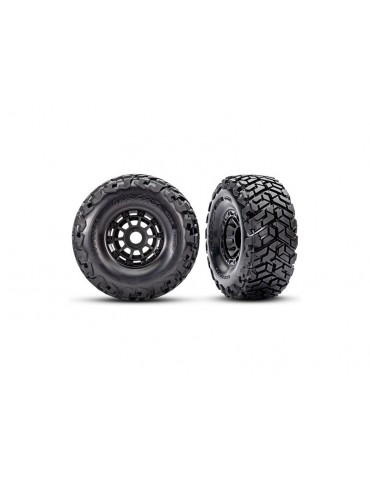 Traxxas Tires & wheels 2.2/3.2", black wheels, Maxx Slash belted tires (2)
